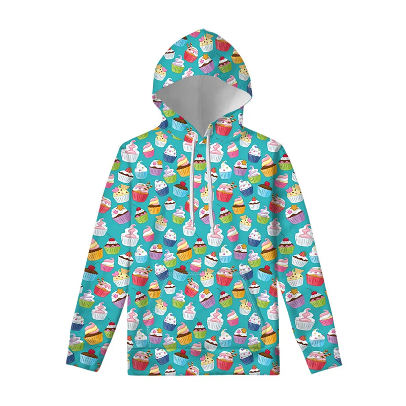 thumbnail image 1 of Sudadera con capucha con estampado 3D de cupcakes y comida de dibujos animados para hombre, sudadera con capucha de manga larga para primavera y otoño, sudaderas para niños, sudaderas holgadas de call, 1 of 4