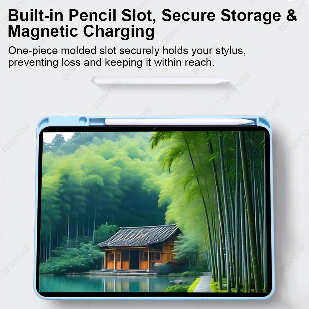 Sleek Clear Acrylic Tablet Case with Pencil Holder