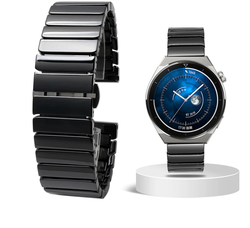 Premium Ceramic Wristband in White and Black for Smart Watches - Stylish Universal Replacement Strap for Men and Women
