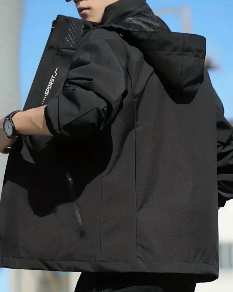 Men's and women's spring and autumn thin jacket, waterproof, windproof, detachable sports hooded jacket, travel suit