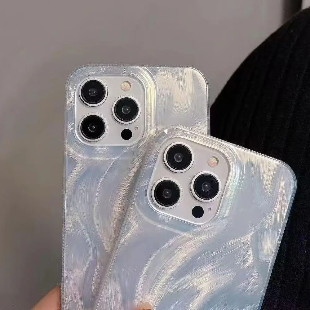 Coque de luxe en silicone souple avec dégradé laser argenté pour Samsung Galaxy A55 A35 A34 A06 S23 S24 Ultra A14 A13 A54_voghion.com