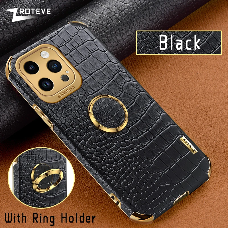 thumbnail image 1 of For iPhone15 Pro Max Zroteve Plating Silicone Crocodile Leather Cover For iPhone 15 14 13 12 11 X XR XS 7 8 Plus SE2 SE 2 3 Case, 1 of 5