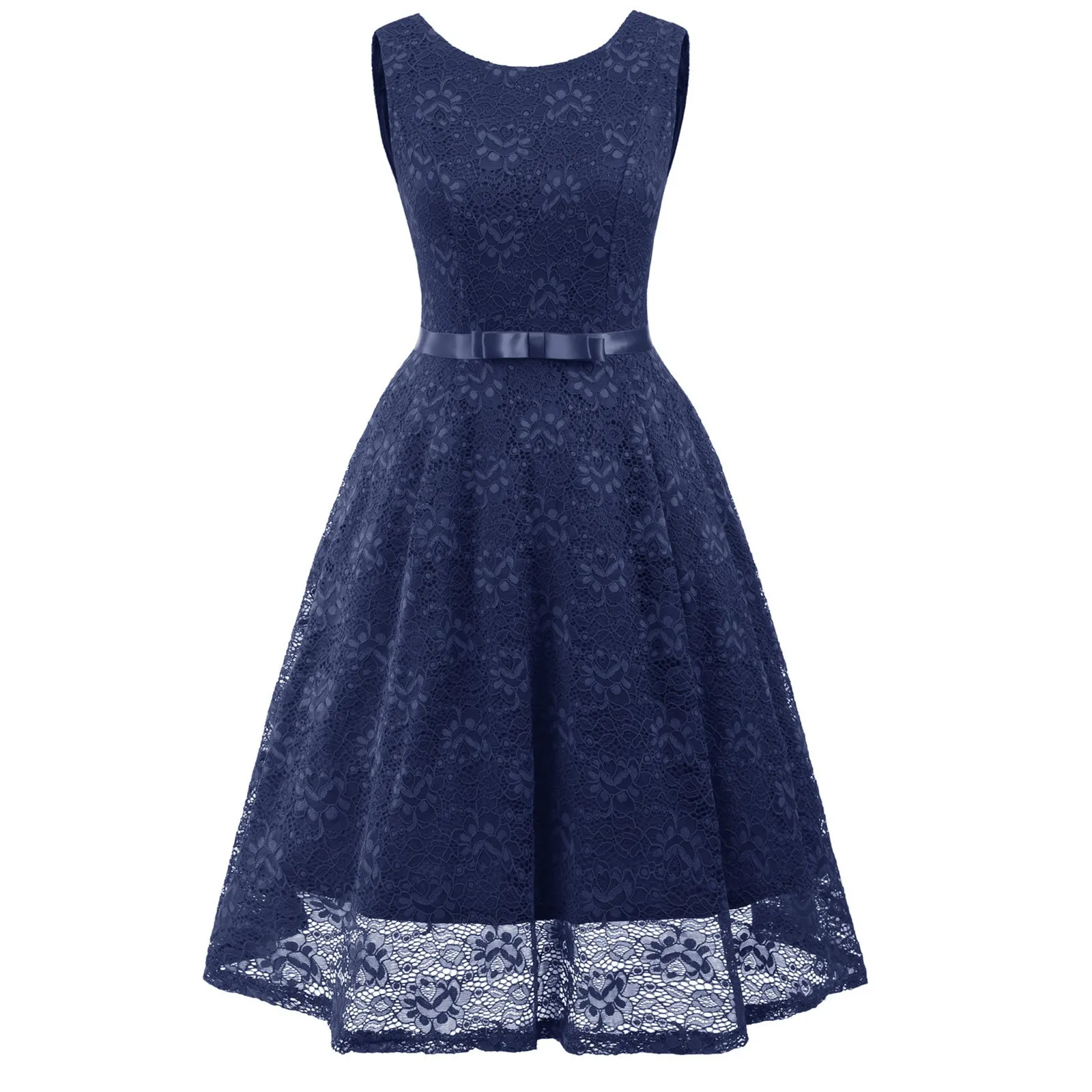 

2024 Summer New Women's Dress Sleeveless Back V Beck Lace Midi Dresses Elegant Wedding Long Formal Party Bridesmaid Dress