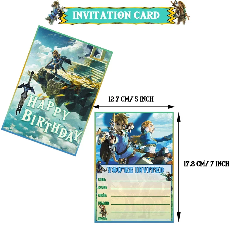 Zelda-Themed Birthday Party Decor Set with Flags and Balloons