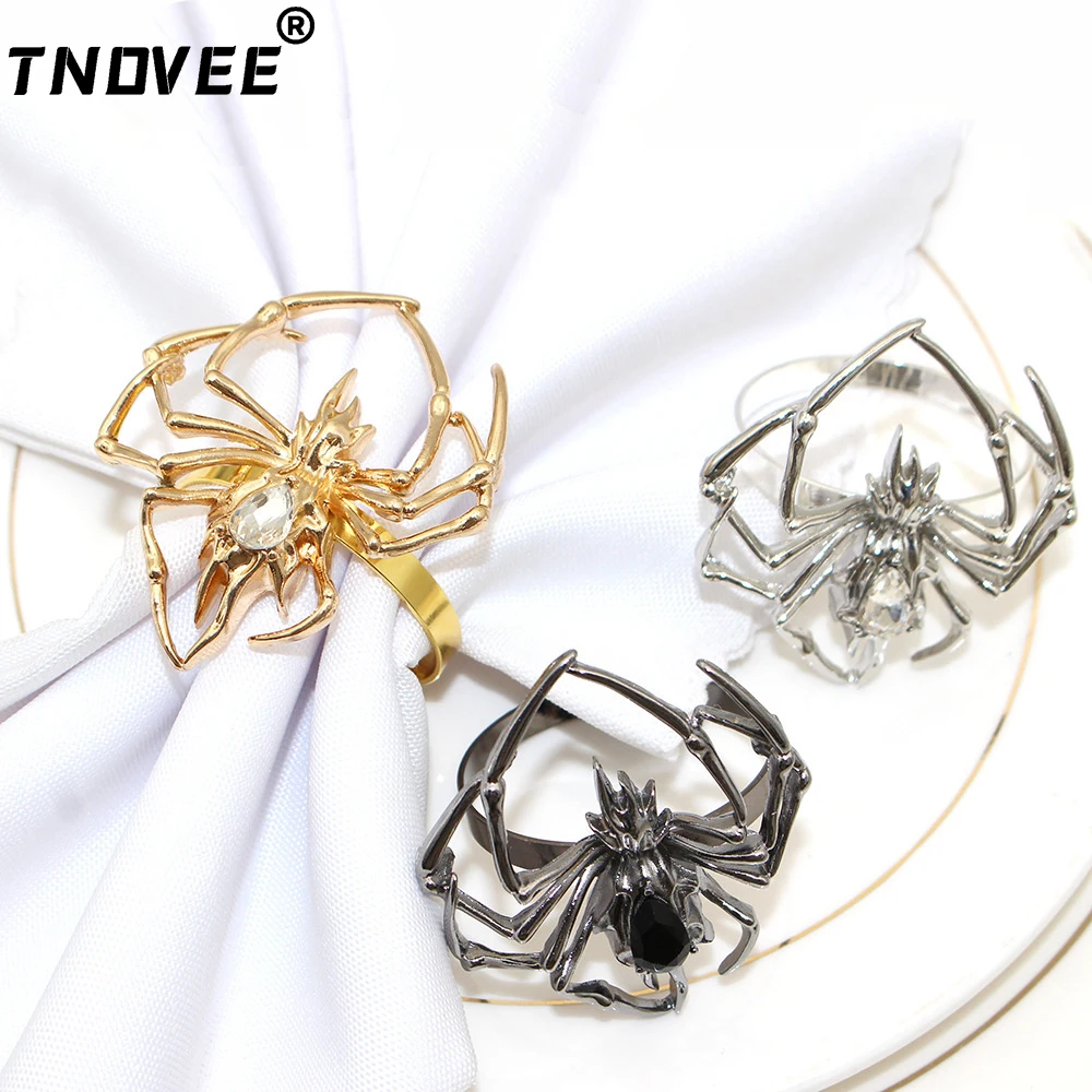 

8Pcs New Spider Napkin Rings Black Napkin Holder Rings for Halloween Wedding Banquet Party Dinning Table Decoration ERH94