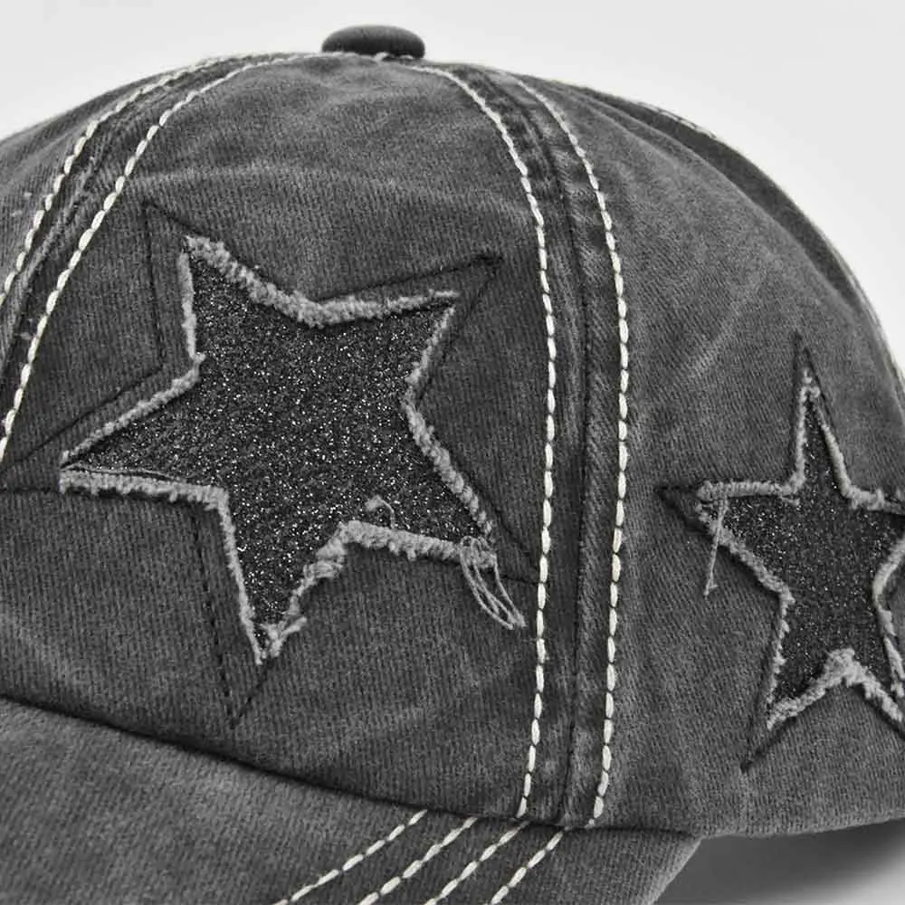 Baseball Cap Women Ponytail Washed Cotton Sun Female Pentagram Sequins Hip Hop Snapback Adjustable Sport Golf