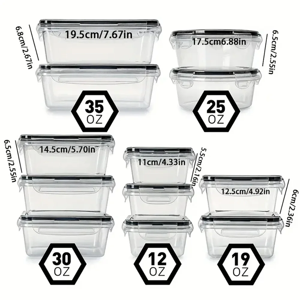Kitchen Food Containers 12pcs-set,BPA FREE Lunch Box Sugar Cereals Storage Container 2