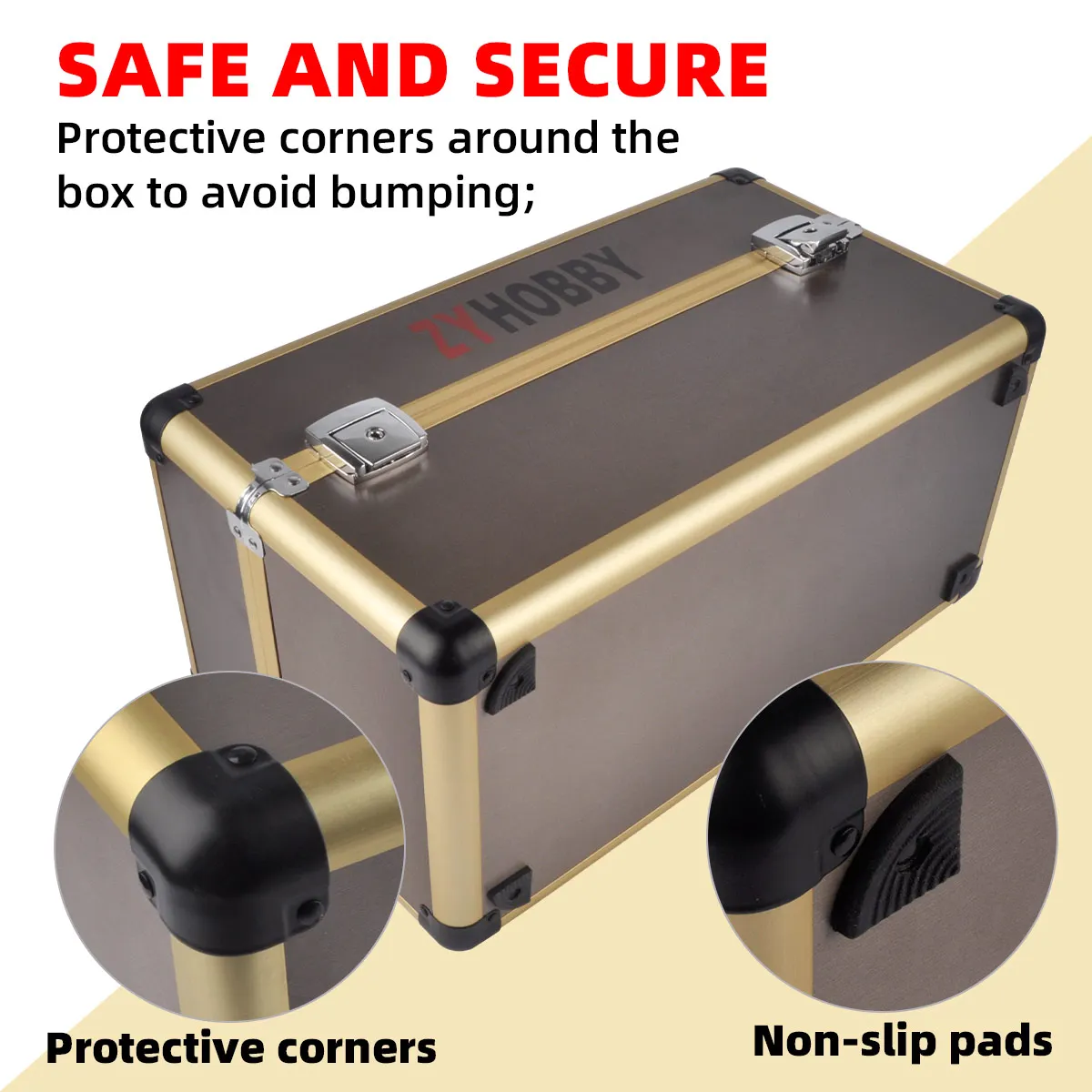 Émetteur-récepteur radio RC étanche antichoc rangé dans l'étui aluminium, protection optimale.