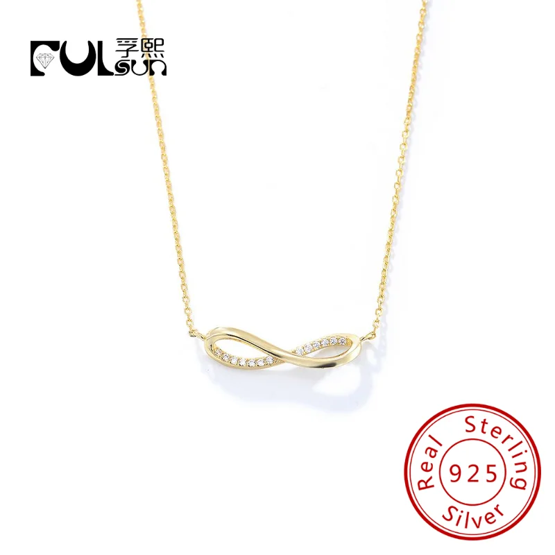 

TRENDY 925 Sterling silver Zircon Stone angle roman number Infinity Forever Necklace