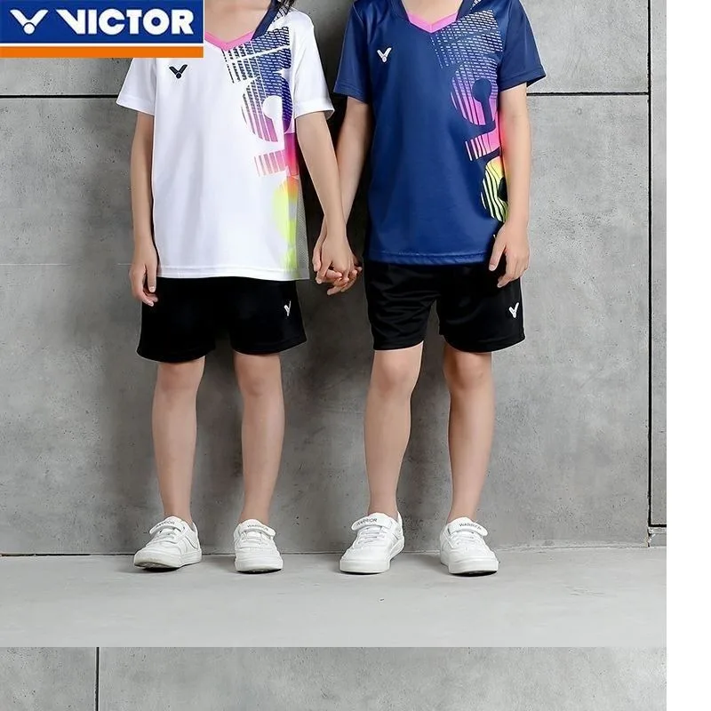 VICTOR New Badminton Jersey for Boys and Girls Short-sleeved Quick-drying Sports Jersey Set