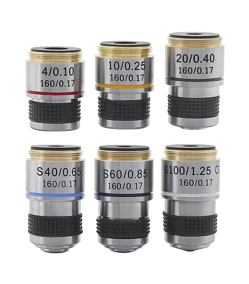 Obiettivo Per Microscopio 4x - Lente Acromatica, Filettatura 20mm, Per Microscopi Biologici