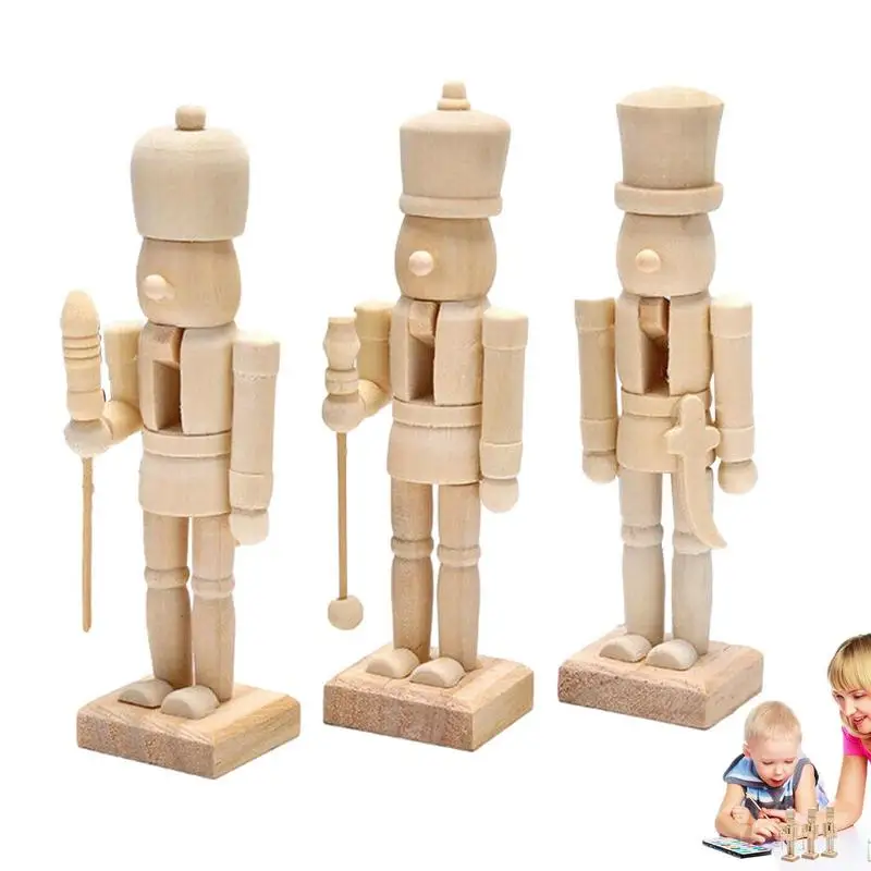 

Christmas Nutcrackers Figures 12cm/5inch Unfinished Figurines Ornament Figures Soldier Nutcracker Decoration White Blank