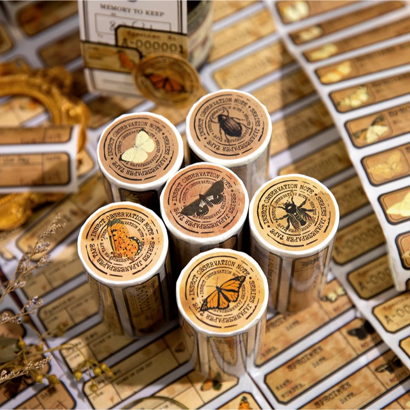 

6pcs/LOT Notes on insect observation series retro decorative paper masking washi tapes