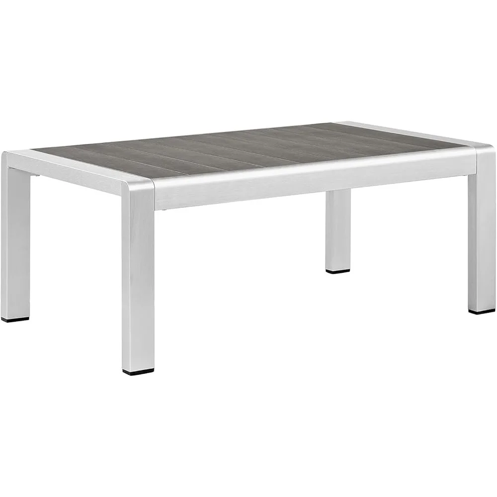 Weather Resistant Aluminum Outdoor Coffee Table Patio Poolside Modern Easy Clean Contemporary Design Relaxation Entertainment 2
