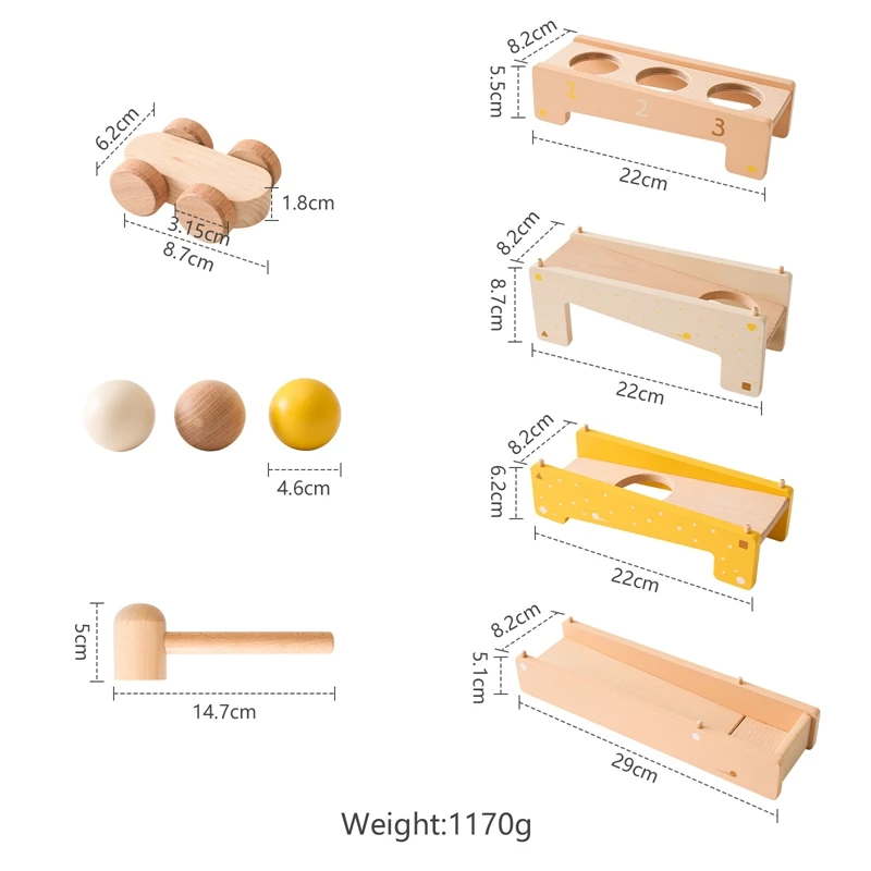Baby Montessori Educational Toys Wooden Railway Tracks Set Wooden Train Track Accessories Ball Tapping Toys for Kids Gifts 6