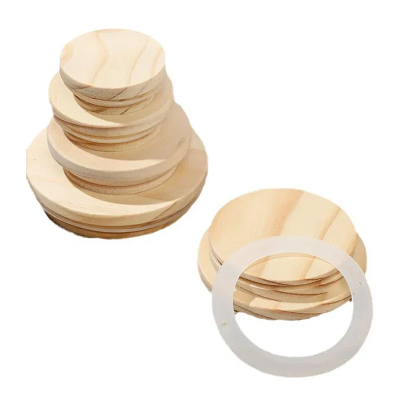 Wooden Lids Silica Gel Circle Seal Up Cover Pine Wood Cover Flower Wood Seal Up Cani Storage Jar Handmade Candle Cup Lid-wooden candle lids