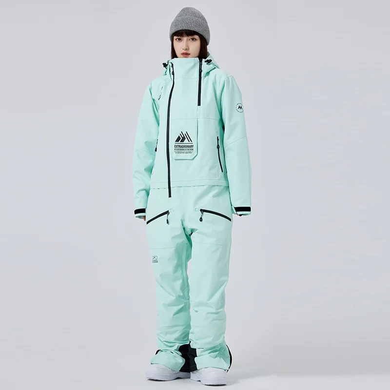 MUTUSNOW Men And Women's Warm One Piece Ski Suit Thickened Winter Waterproof Breathable Snowboard Jumpsuit Outdoor Snow Suit 3