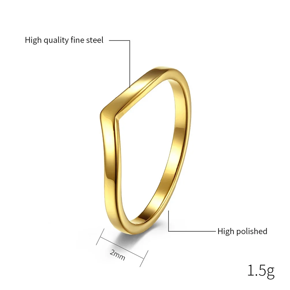 Minimalist Heart Shaped Stainless Steel Female Ring 2mm Thin Style Love Wedding Anniversary Gift Romantic Jewelry