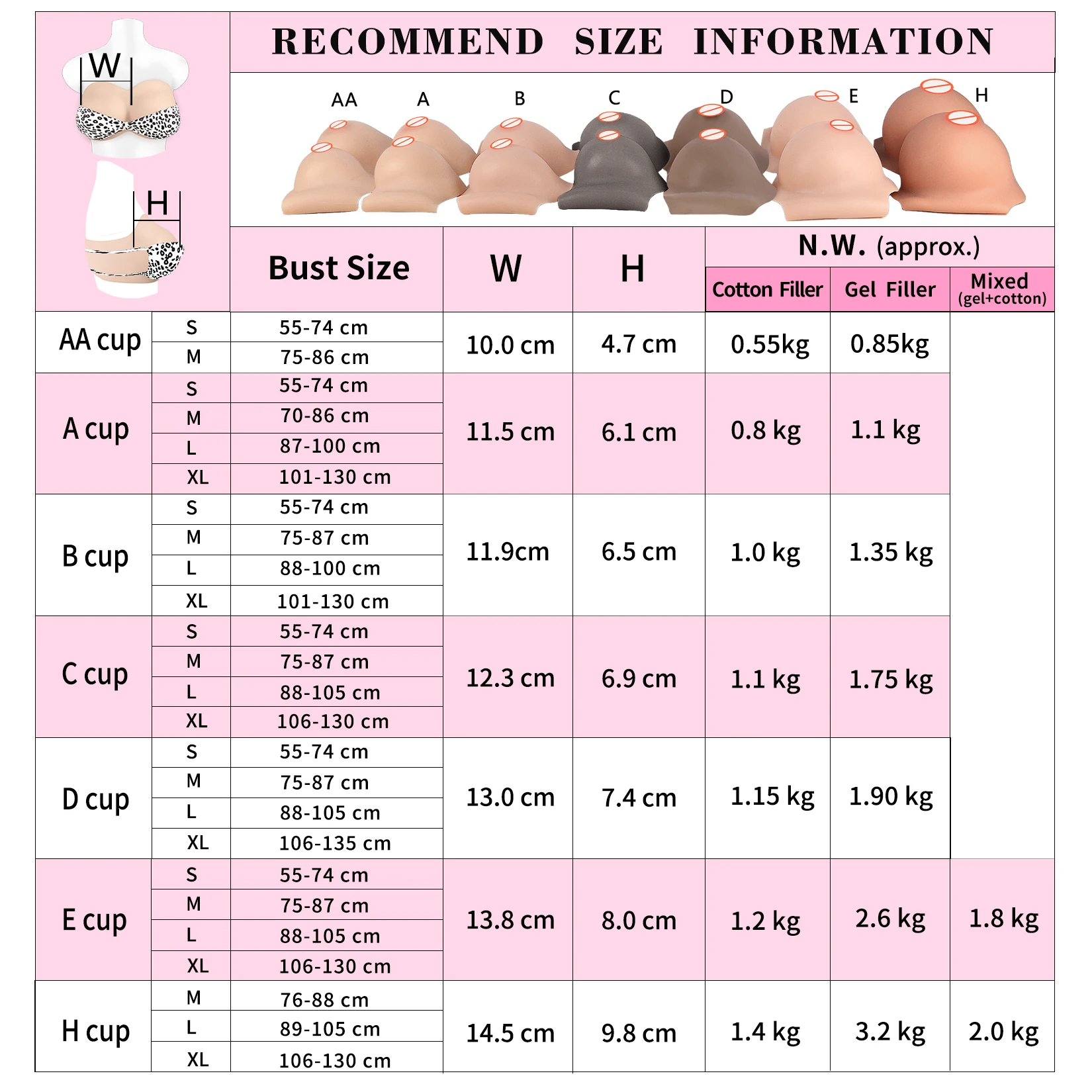 Silicone Fake Boobs Breast Realistic Silicone False Breast Crossdresser Drag Transvestite Mastectomy Cosplay V-neck AA-H CUP