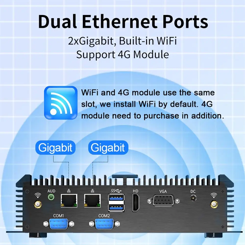 Msecore   Industrial sin ventilador  Mini PC Intel Core 2955U  I3 5005U  I5 4200U  I7 5500U CPU Fanless Design with Dual DDR3L Memory Dual Storage Support Win10 Gamer Pc. 