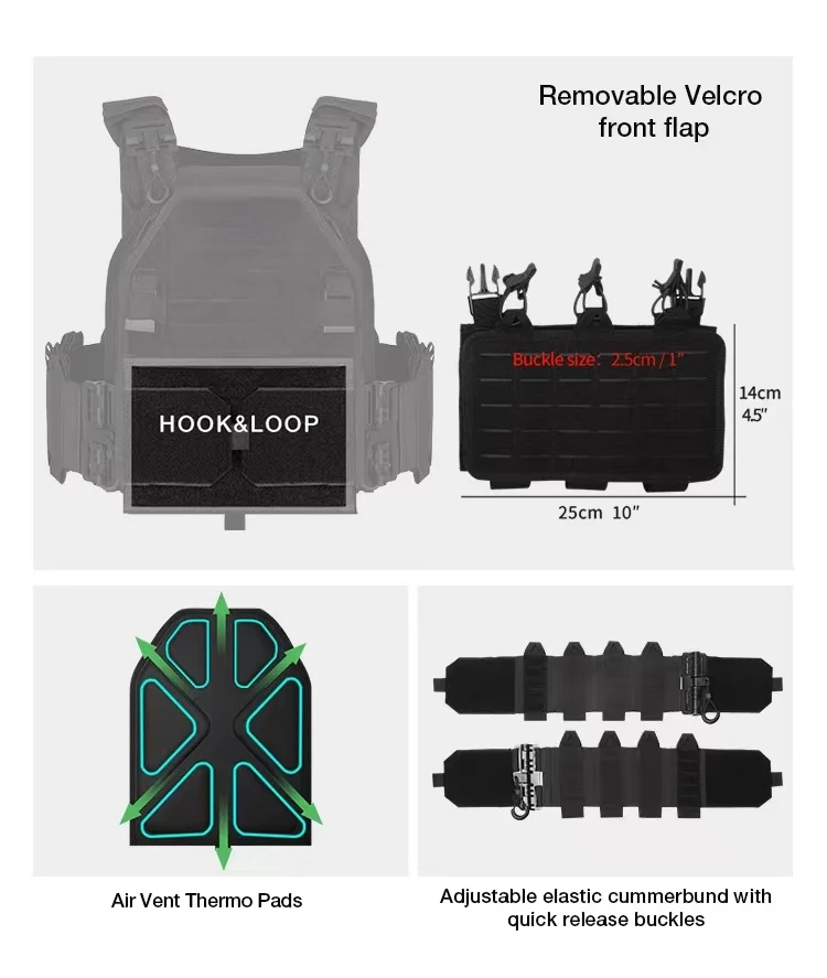 YAKEDA Tactical Vest Outdoor Hunting Plate Carrier Protective Adjustable Airsoft Combat Equipment tactical harness
