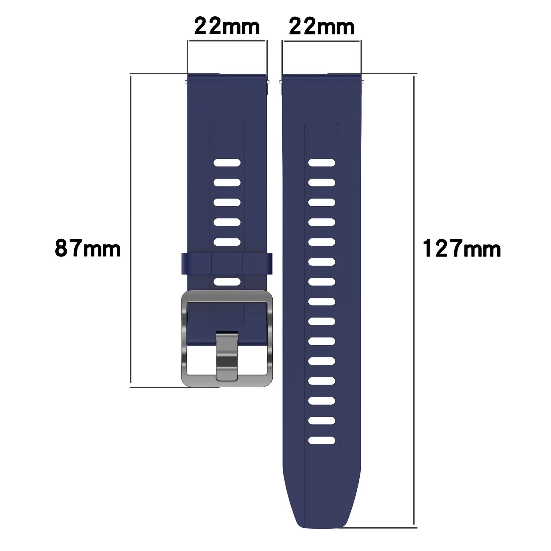 Silicone Smartwatch Strap, 22mm Durable & Comfortable Band