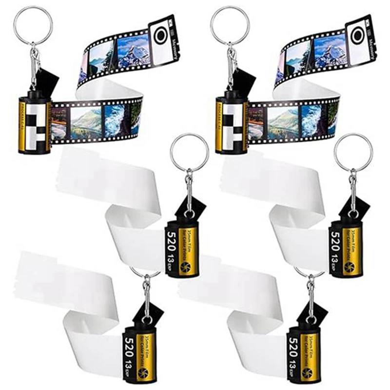 

6 Pcs Sublimation Camera Film Roll Keychain Kit With 15 Photos Album Picture Key Chain Kit For Memory Birthday Gifts DIY Crafts
