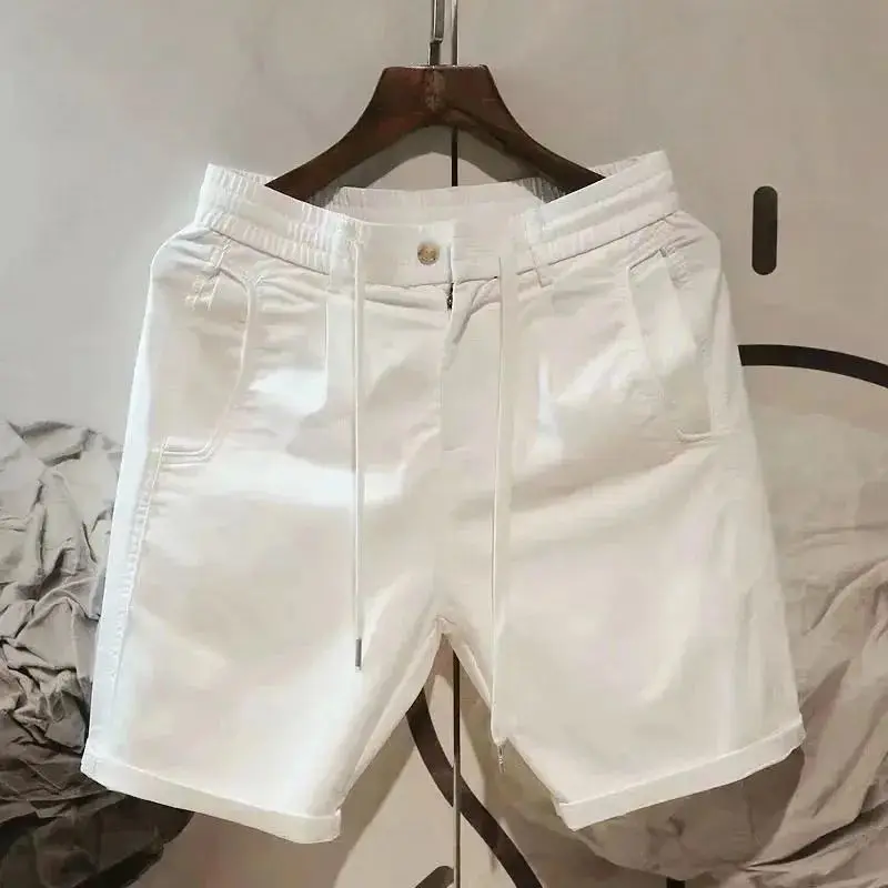Elegant Fashion Harajuku Slim Fit Male Clothes Loose Casual All Match Sports Shorts Solid Cotton Pockets Straight Leg Shorts