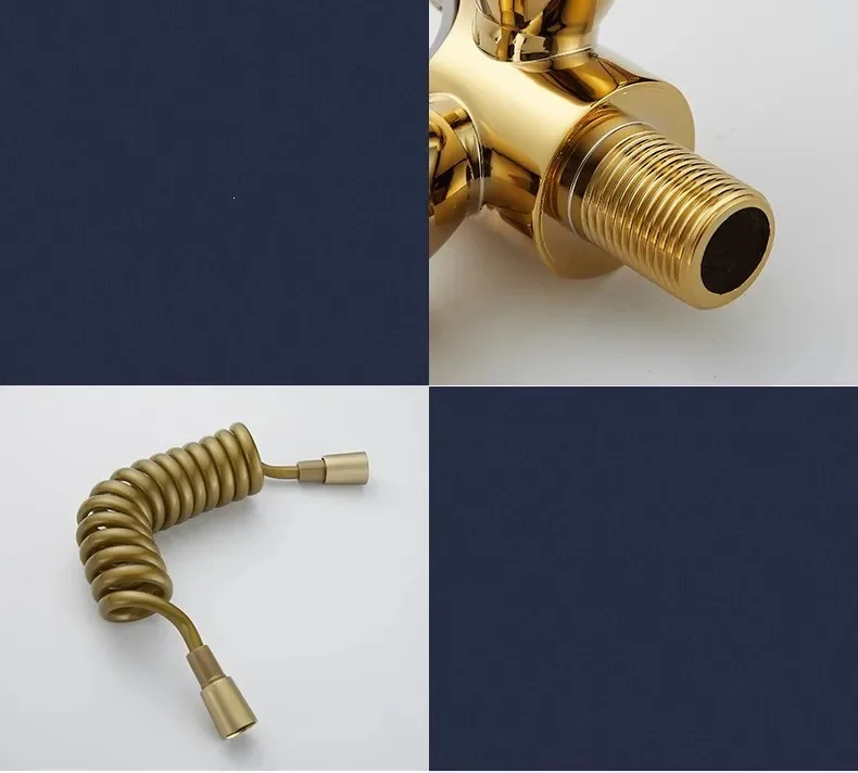 Description Picture 5 of itemNew Wall Mounted Toilet Bidet Sprayer Set Brass Double Use Bathroom Toilet High Pressure Gun Gold Marble Handle