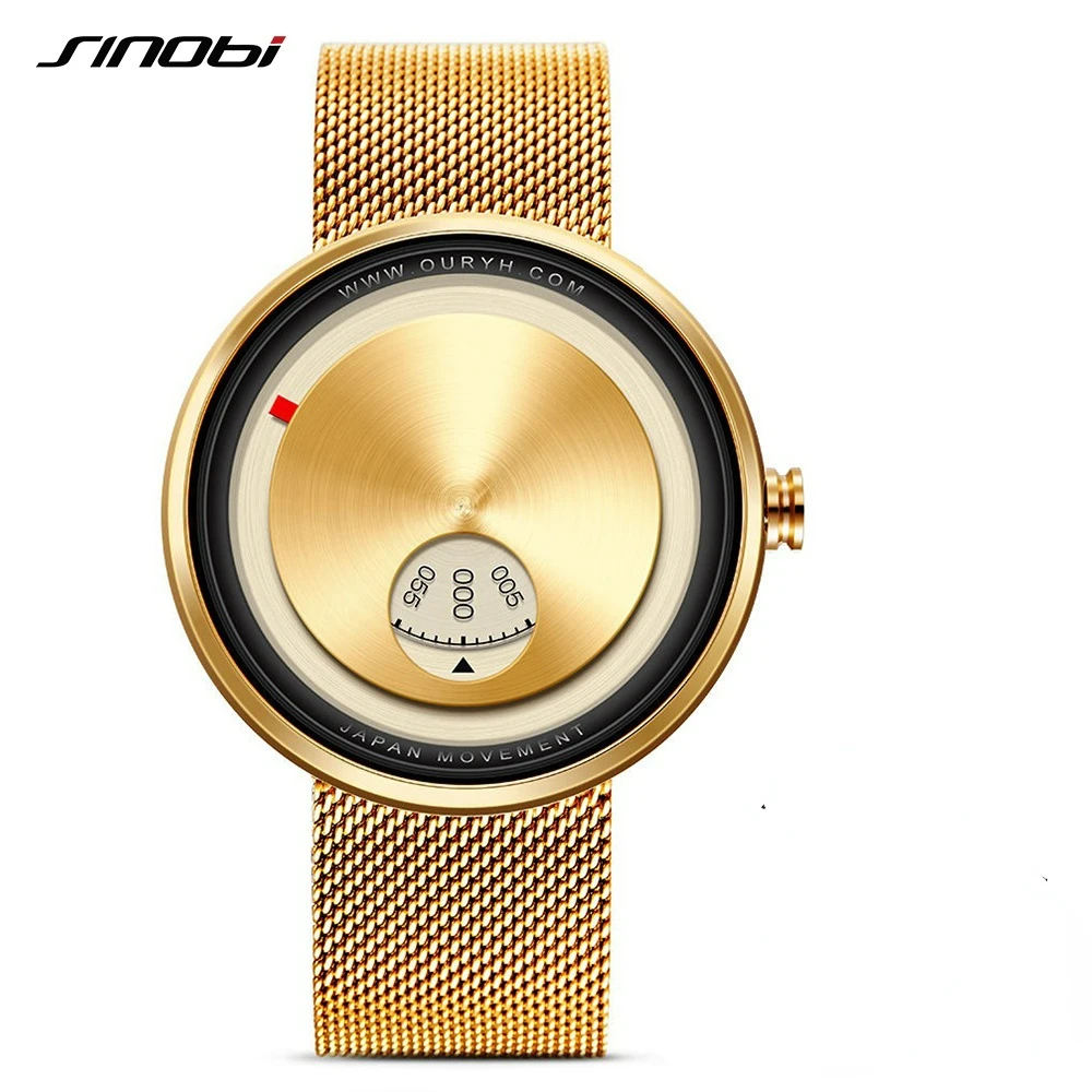 

Sinobi Fashion Golden Geek Men Watches Men's Wrist Watches Man Japan Movement Rotate Plate Dial Clock Stainless Steel Men Watch