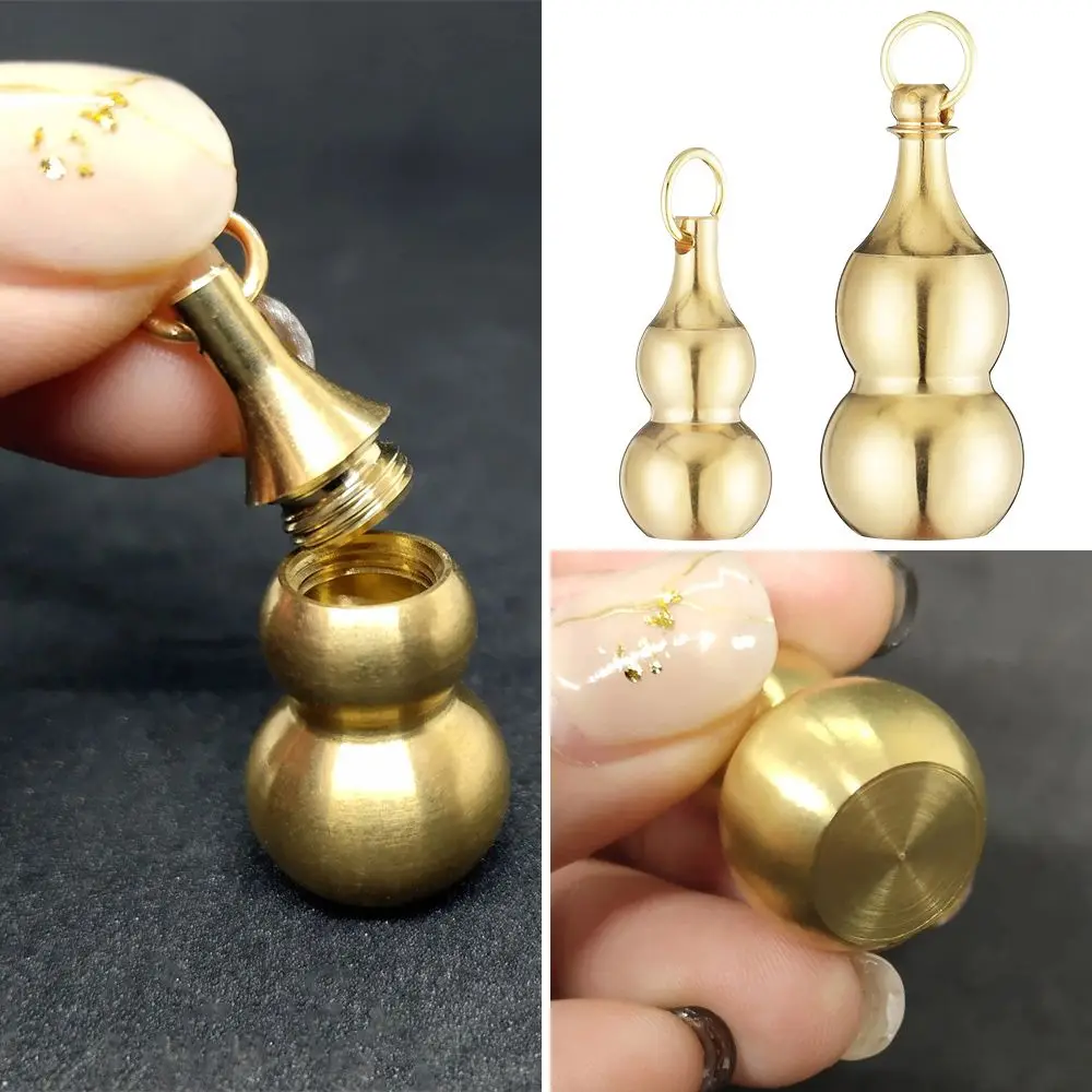

Container Bottle Necklace Decor Jewelry Waterproof Pill Box Keychain Hanging Hollow Gourd Brass Gourd Pendant
