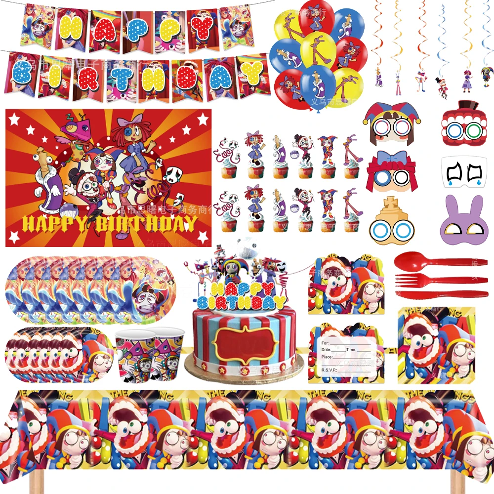The Amazing Digital Circus Birthday Party Decoration Forniture Per Feste A Tema Cartone Animato Banner Tovaglia Baby Shower Gender Reveal