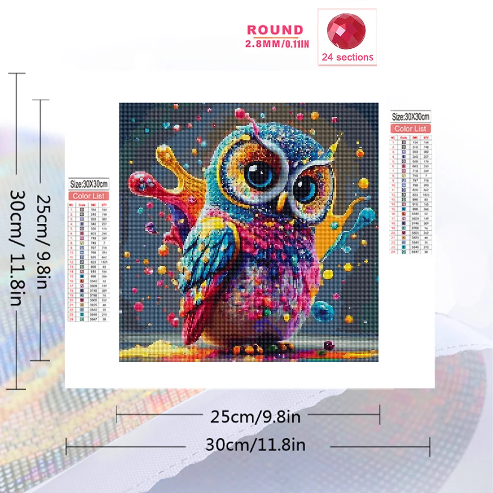 Evershine 5D Diamond Painting Owl Diamond Mosaic Animal Full Round Drill Picture Rhinestones Home Decor