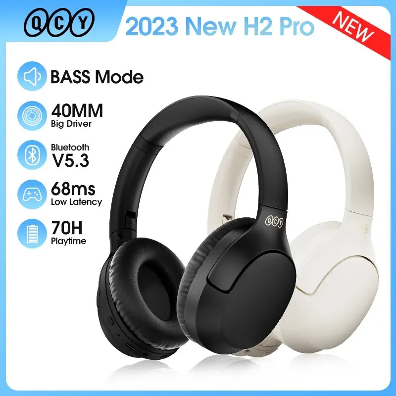 Qcy H2 Pro Cuffie Wireless Modalità Basso Auricolari Bluetooth 5.3 Cuffie Stereo Hifi 3D Auricolari Da Gioco Sopra L'Orecchio 70H Tempo Di Riproduzion