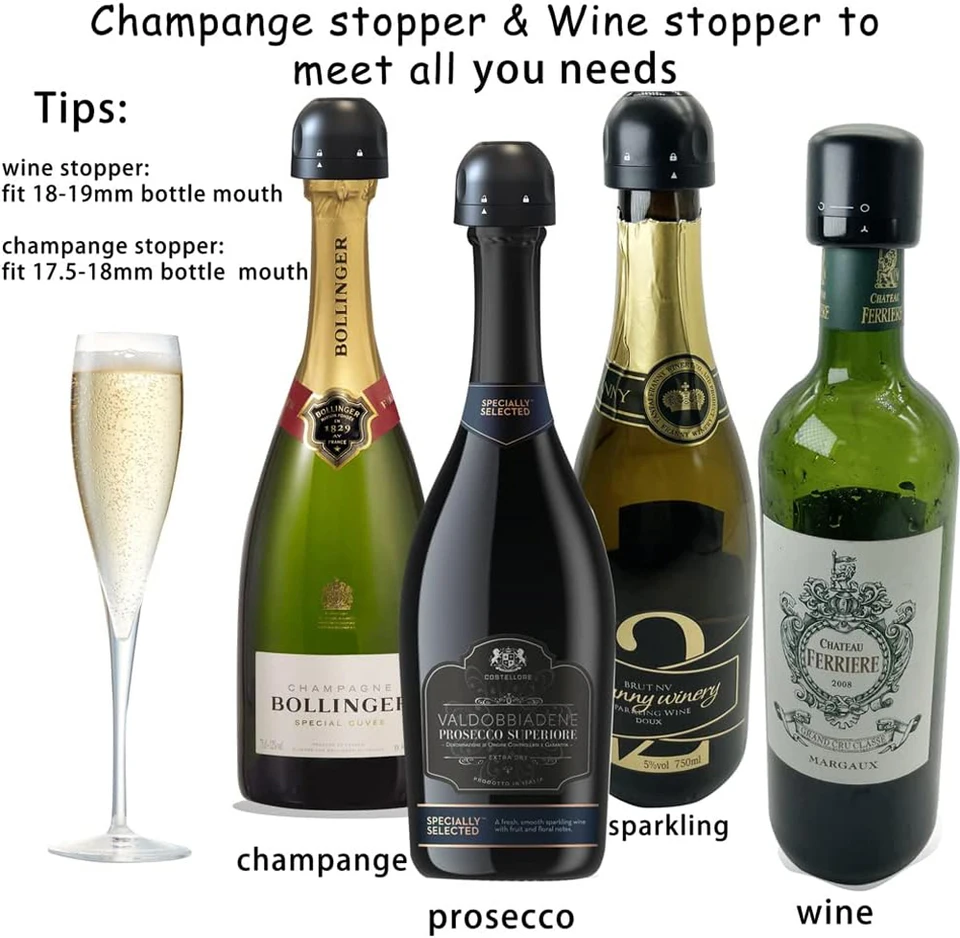 HJS Bouchons à Vin Silicone, 5 Pack Bouchon De Bouteille De Vin