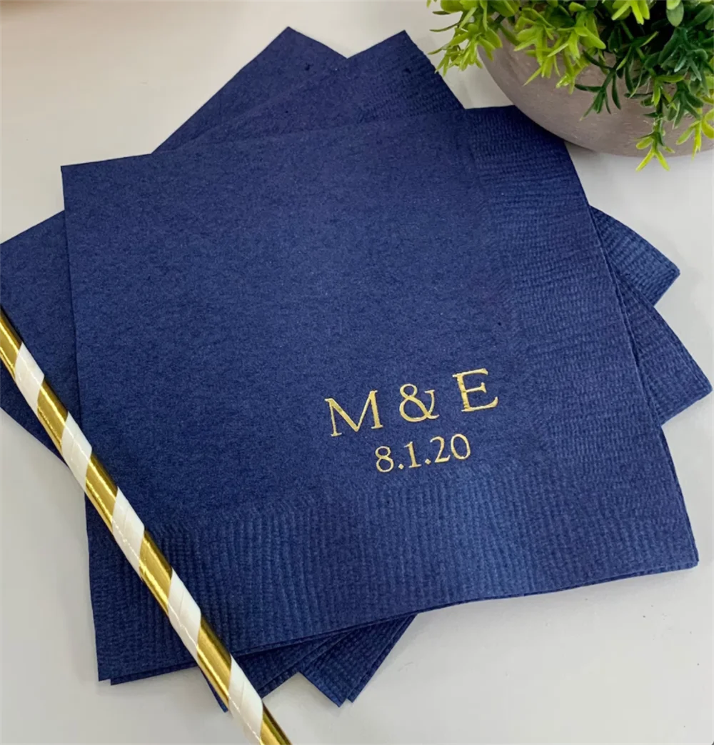 

50PCS Personalized Napkins Wedding Personalized Cocktail Beverage Paper Anniversary Party Monogram Custom Luncheon Avail!