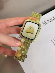 Chic Candy Clear Watch Case & Strap Set - Solid Color Band - 44mm (Clear Yellow)