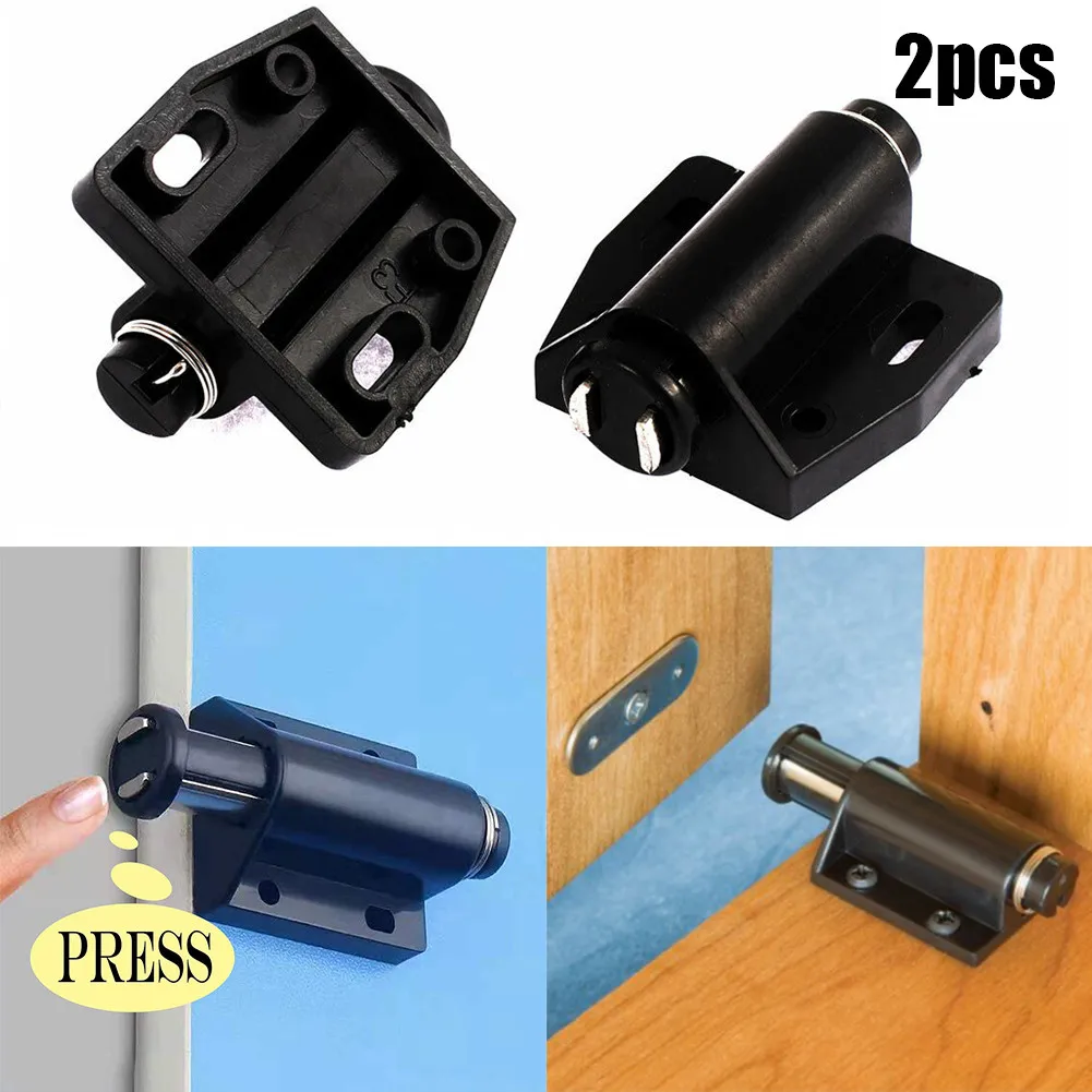 Description Picture 3 of itemMagnetic Push To Open Touch Latch Parts Accessaries Black Cabinet Cupboard Doors Drawer Hardware Latch Catch 2x