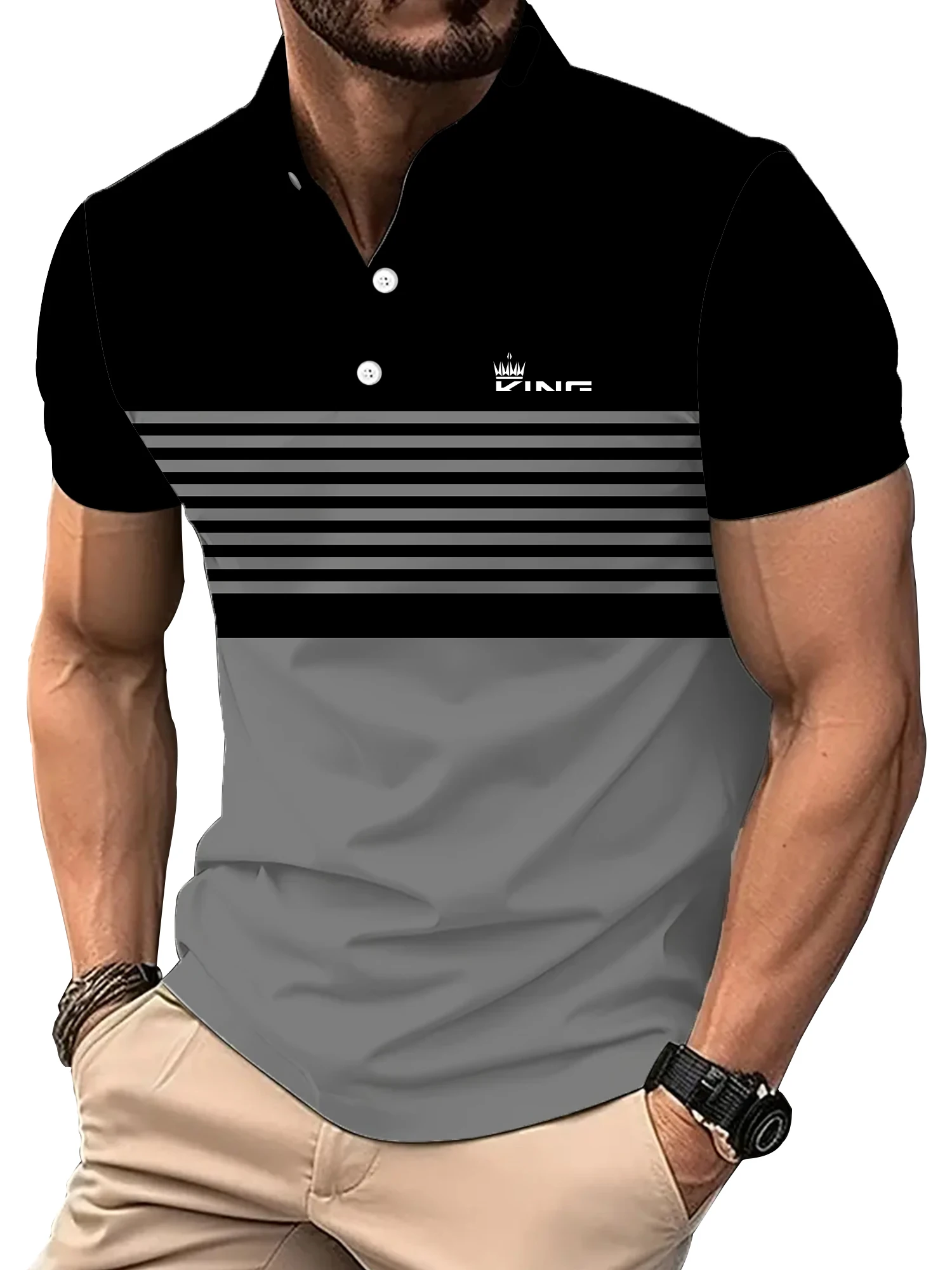 2024 Golf Wear Men Fashion Short -sleeved Striped Stamps Poloshan Casual Lapel POLO Shirt Men's Clothing Tops 9 S742f0f7204d7430380f40ea8fcc3ad339