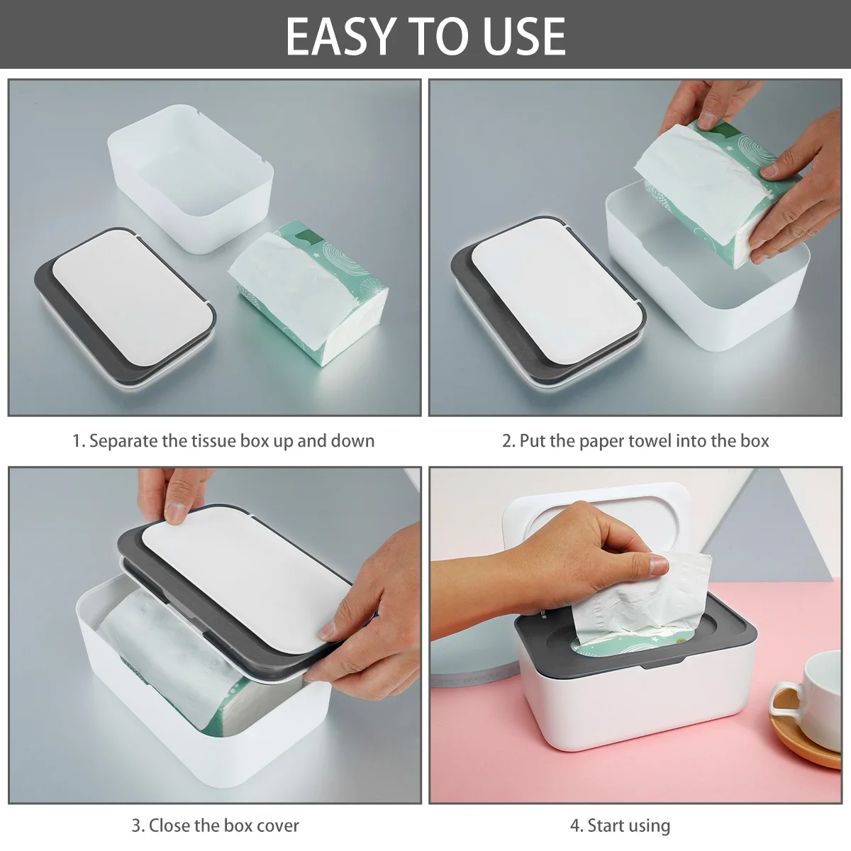 Dispenser per salviette, contenitore antipolvere per salviette con coperchio, porta salviette multifunzionale per neonati, contenitore sigillato di grande capacità - immagine 6
