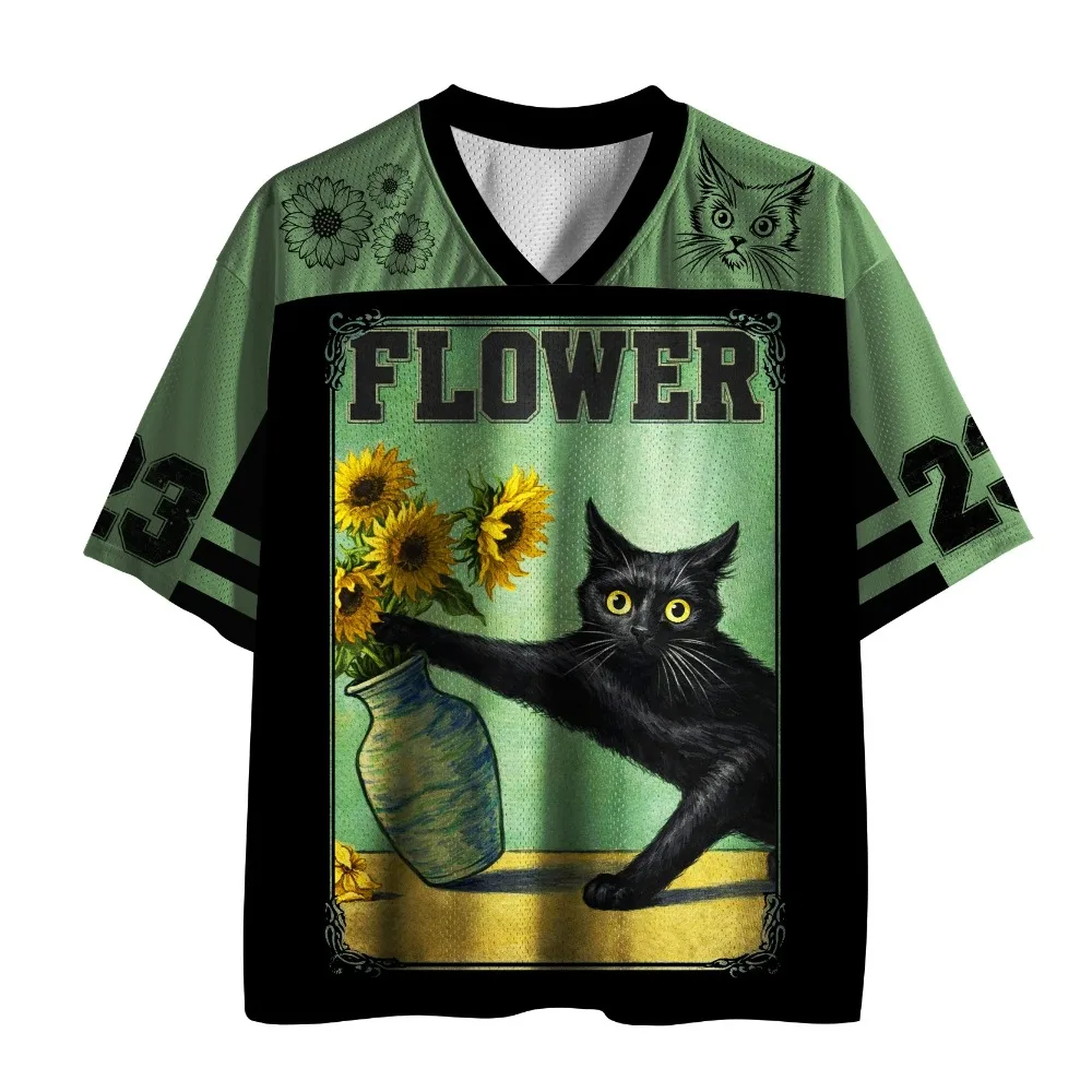 Lustiges Cartoon-Tier Katzenpfoten 3D-Druck Sport Schnelltrocknend Atmungsaktiv Herren V-Ausschnitt T-Shirt Outdoor Casual Mode Y2K Punk Eltern-Kind