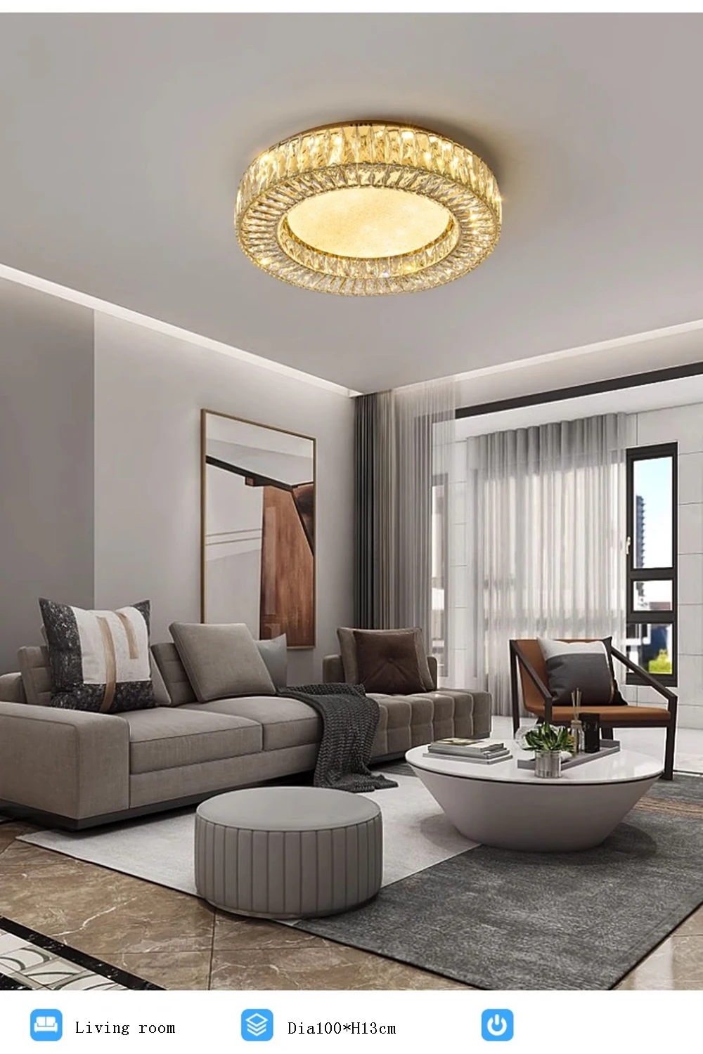 Description Picture 4 of item2024 All Crystal Modern Luxury Ceiling Chandelier Gold Classic Ceiling Lights Led Home Appliance Lighting for Living Room