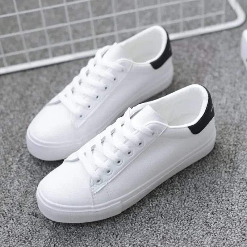 Fashion Women's Vulcanize Shoes Casual Classic Solid Color PU Leather Shoes Woman Casual White Sneakers casual sneakers