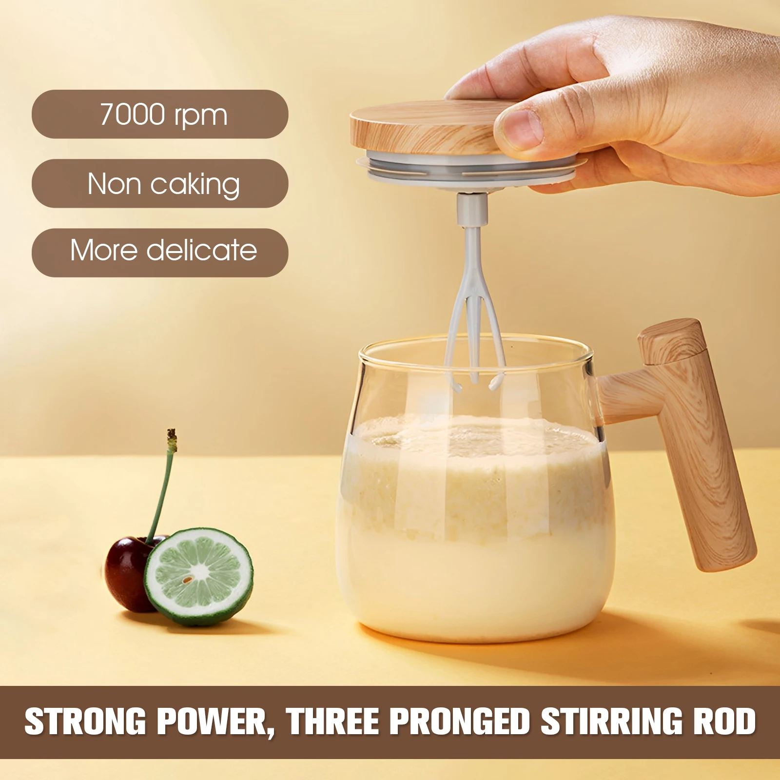 Electric Glass Mixing Mug with High Speed Stirring for Coffee and Protein Shakes
