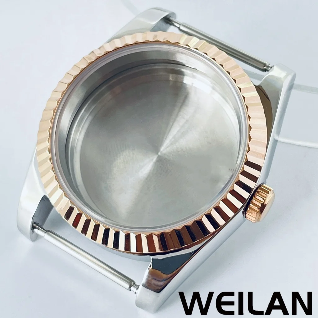 Premium Silver & Gold Waterproof Watch Case with Sapphire Crystal