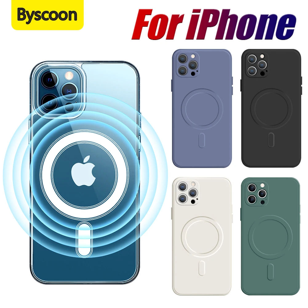 best magsafe charger Byscoon Magnetic Case For iPhone 12 11 13 Pro Max Transparent Shockproof Magnetic Case For iPhone 12 13 Mini XS Max X XR Cover apple magsafe charger iphone 12