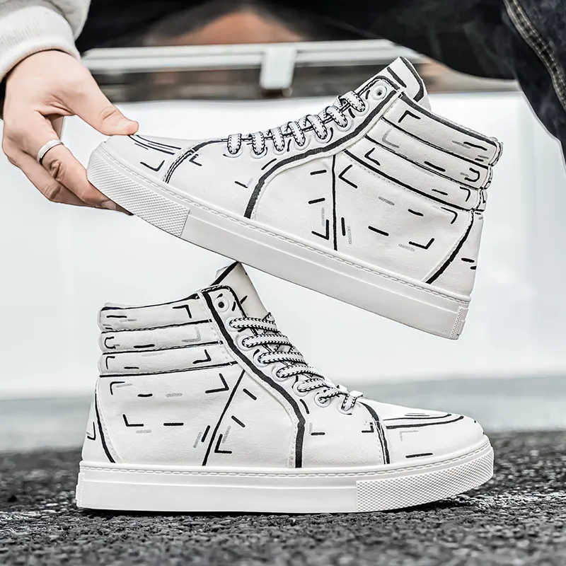 Classic Fashion White Men's Skateboarding Sneakers Big Size 48 Breathable Canvas Shoes Men Espadrilles Chaussures De Skate Homme