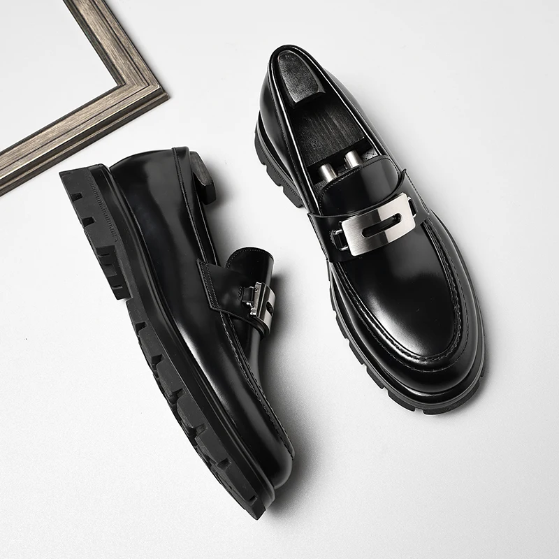 Leather shoes man, suit foot, formal marriage, upscale, handmade, round head, height, work wear