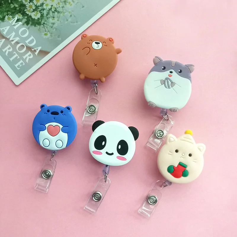 Silicone Cute Panda & Pig Animals Retractable Badge Reel Student Nurse  Exhibition Enfermera Name Card ID Card Chest - AliExpress