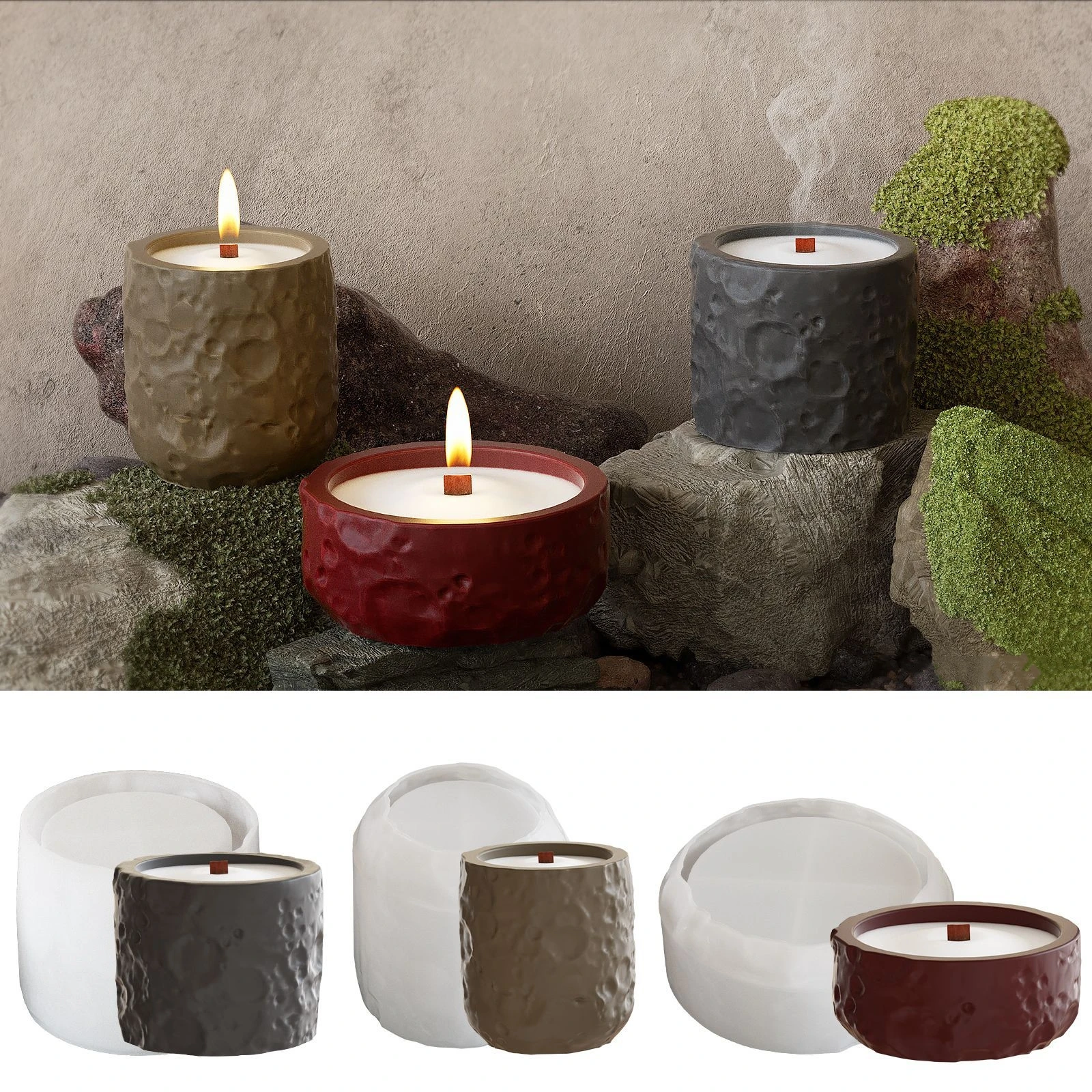 Creative Moon Concrete Flowerpot Silicone Molds Handmade Plant Pot Home Decoration DIY Storage Jar Candle Cup Mould ﻿